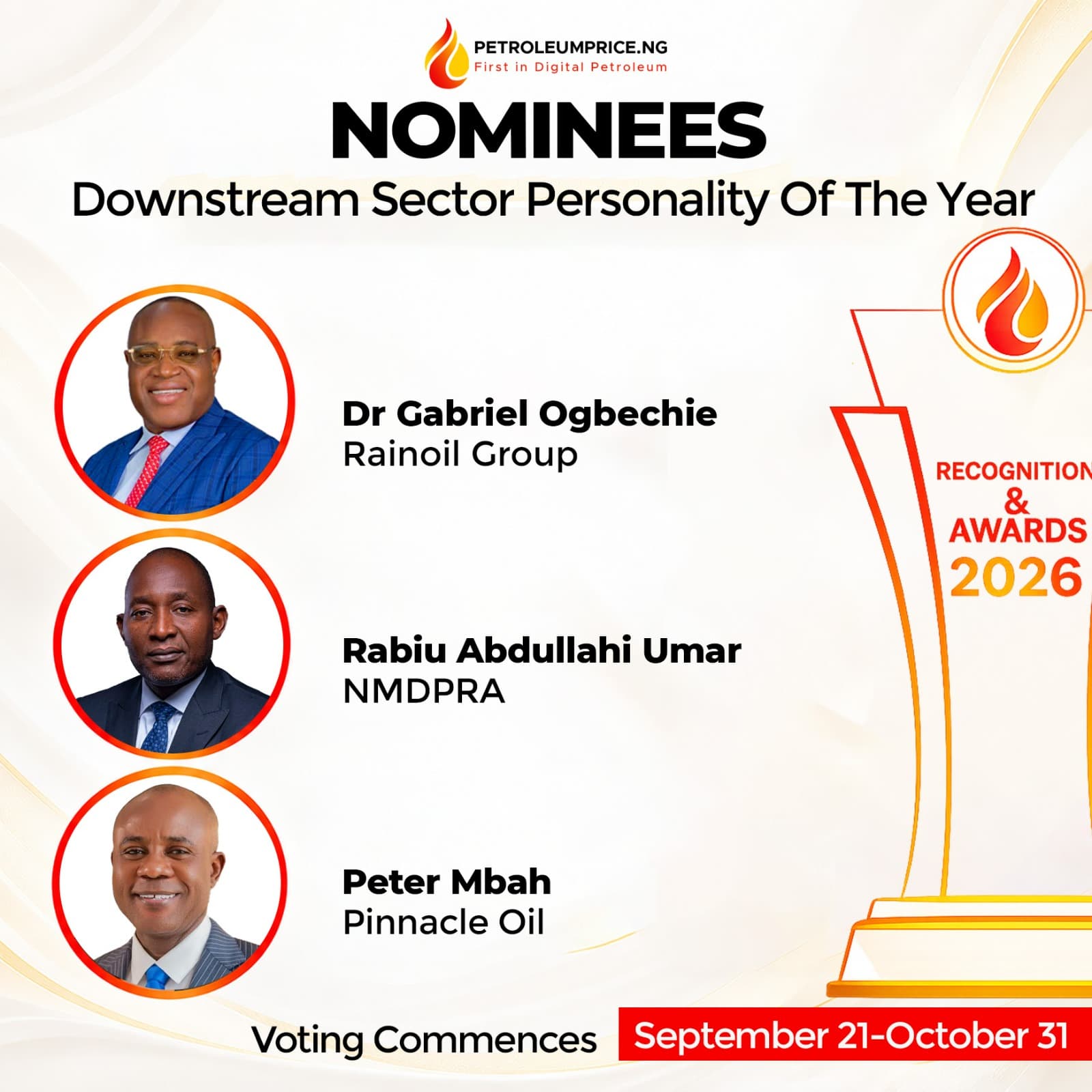 Petroleumprice.ng Awards: Ogbechie, Umar, Mbah Lead Downstream Personality Nominees