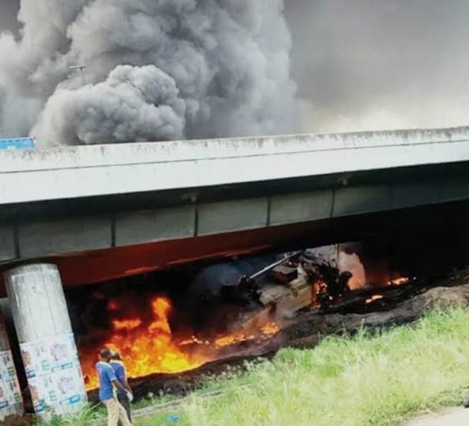 Two Injured as Diesel Tanker Explodes Under Otedola Bridge